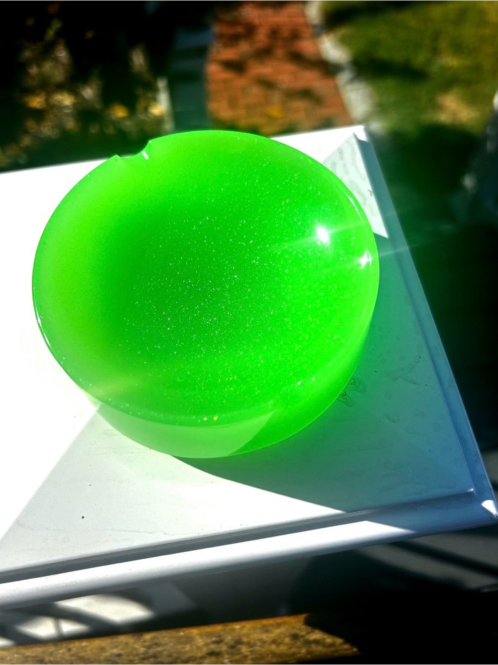 Vibrant Lime Green Glitter Resin Dish